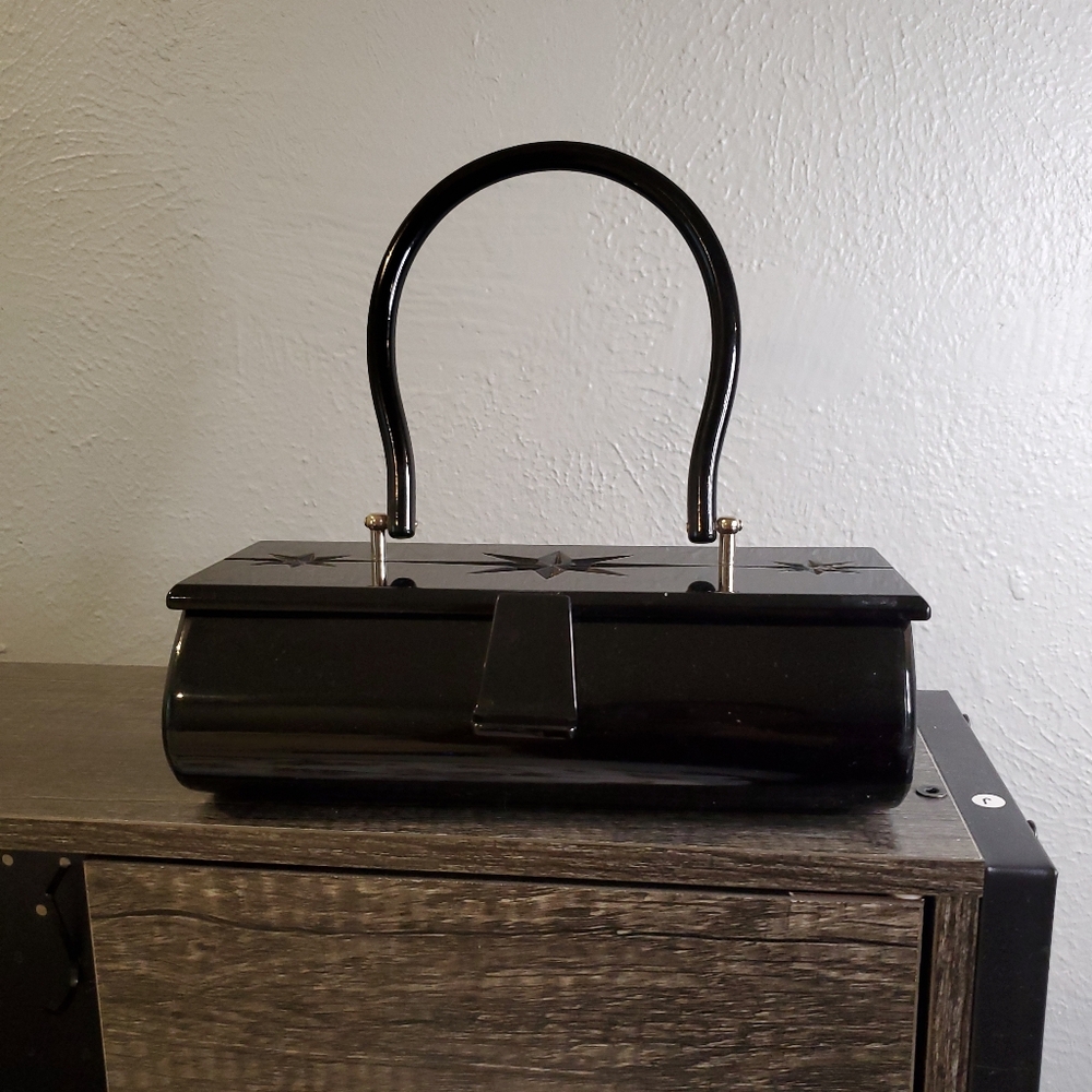 Lux De Ville Lucite Black Vintage Handbag with Star Design